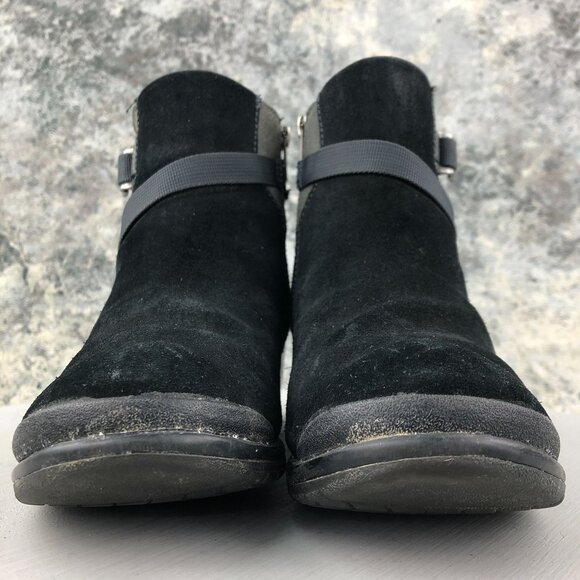 Keen Women's Size 6 Morrison Black Leather Wraparound Buckle Ankle Booties Boots - Picture 2 of 13